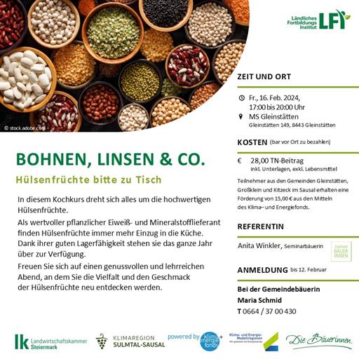 Flyer Kochkurs - Bohnen, Linsen & Co.